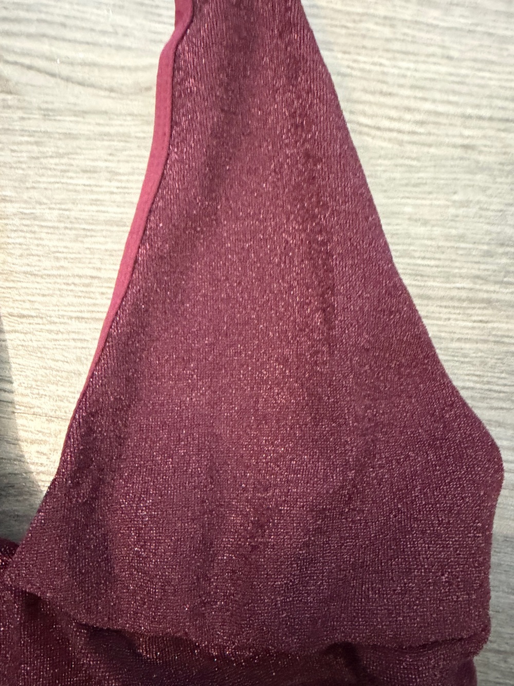 Burgundy Sparkle Shimmer Halter Top Low Cut Going Out Top Open Back Top - Picture 2 of 3